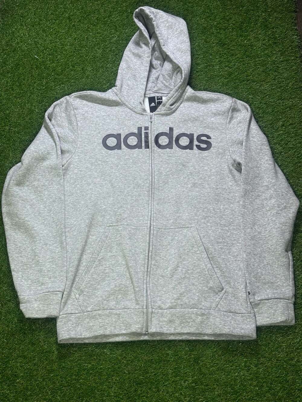 Adidas Men's Essentials Full-Zip Hoodie Gray Size M